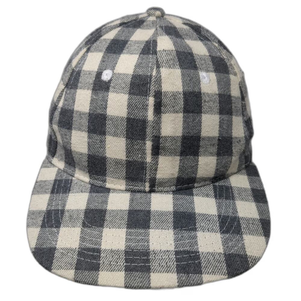 Cocus Pocus Baseball Cap Gray Beige Gingham Check OSFM Slideback Adjustable Hat